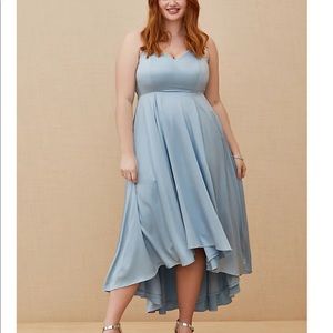 Torrid High Low Satin Blue Formal Dress